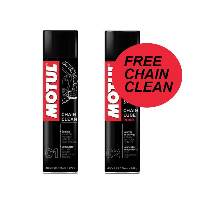 Motul C2 Road Chain Lube 400ML + Motul C1 Chain Cleaner 400ML