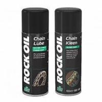 Rock Oil Chain Kleen & Lube 400ml Twin Pack + Chain Brush