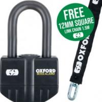 Oxford Cro-Mo 12mm 1.5M Chain + Boss Alarm 16mm Padlock
